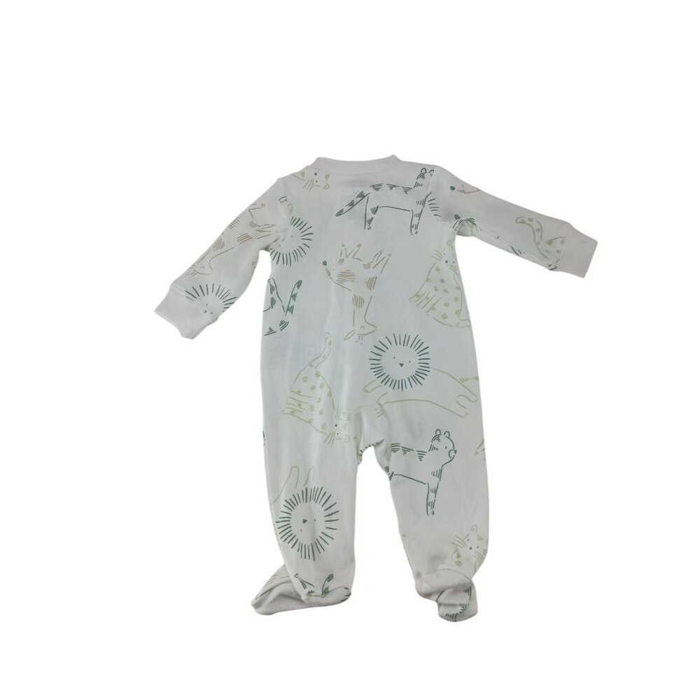 Carter's Baby Animals 2-Way Zipper Footie Pajamas Sz.3M White Sleep & Play - Picture 2 of 4